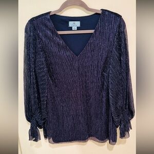 CeCe Shimmering Dark Purple Blouse Medium